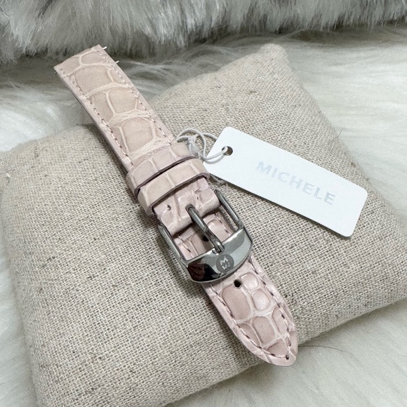 NEW wTags Michele 16MM Alligator Leather Watch Band in Blush - Picture 7 of 7